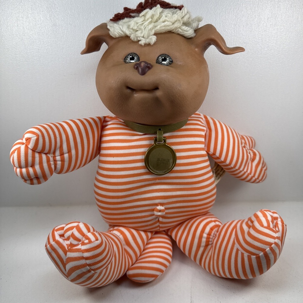 Cabbage Patch Kids Koosas Vintage 1983 80s Brown Dog Plush Doll Orange White
